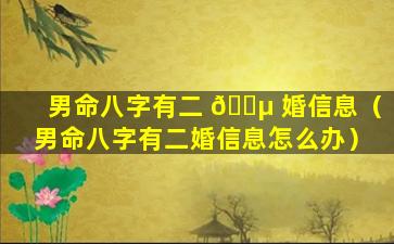 男命八字有二 🐵 婚信息（男命八字有二婚信息怎么办）